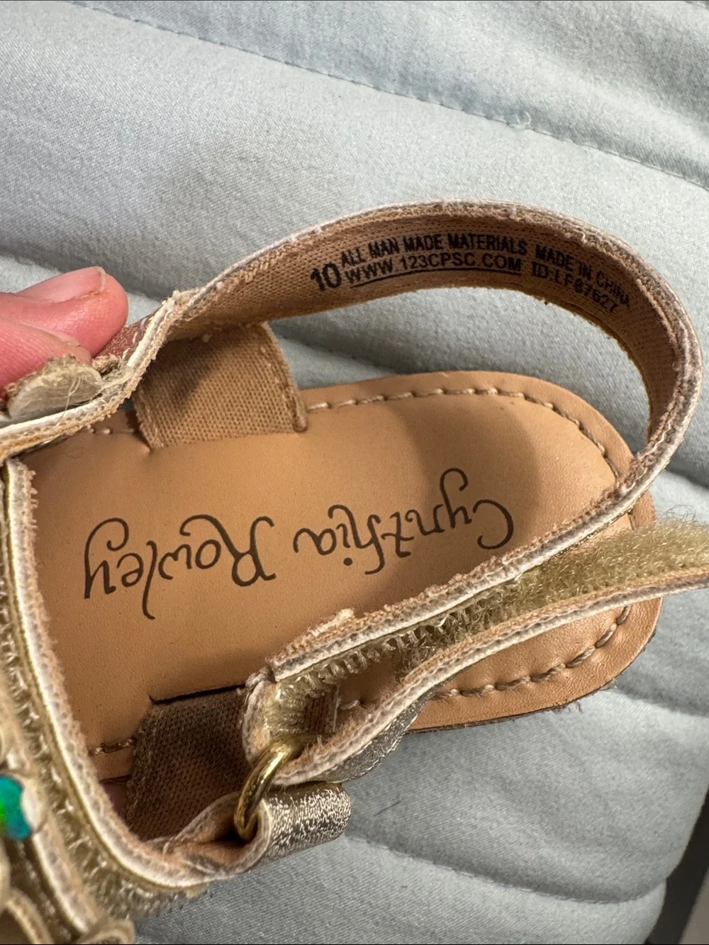Golden Flower Sandals with Velcro Straps